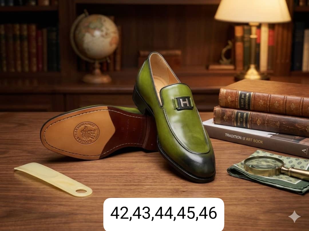 Mocassins en cuir vert
