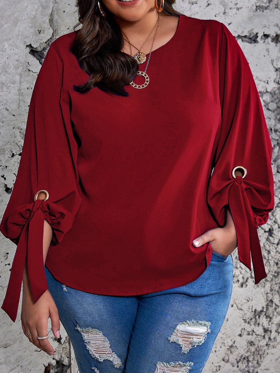 Blouse chic à manches bouffantes
